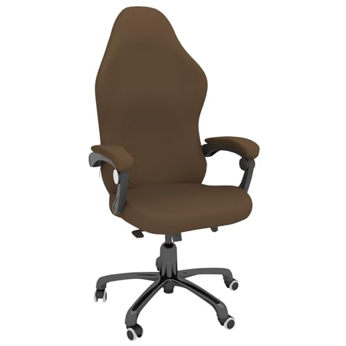 4-teilige Gaming-Stuhl-Bezüge, Stretch-Stuhlbezug mit Armlehne, Kratzfester, Dehnbarer und Wasserdichter Büro-Sitzbezug, Universell Passend für Computer-Gamer-Stühle(Light Brown,L) von DAZSIAZ