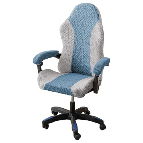 DAZSIAZ 4 Stück Gaming-Stuhlbezüge mit Armlehne, Weicher, Dehnbarer, Wasserdichter Computer-Schreibtischbezug mit Reißverschluss, Ergonomischer Drehbarer Sesselbezug(Grey-Blue,A) von DAZSIAZ