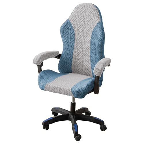 DAZSIAZ 4 Stück Gaming-Stuhlbezüge mit Armlehne, Weicher, Dehnbarer, Wasserdichter Computer-Schreibtischbezug mit Reißverschluss, Ergonomischer Drehbarer Sesselbezug(Grey-Blue,B) von DAZSIAZ