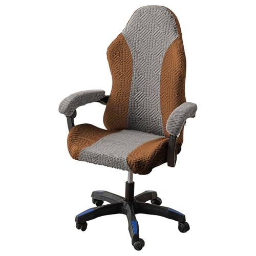 DAZSIAZ 4 Stück Gaming-Stuhlbezüge mit Armlehne, Weicher, Dehnbarer, Wasserdichter Computer-Schreibtischbezug mit Reißverschluss, Ergonomischer Drehbarer Sesselbezug(Grey-Brown,B) von DAZSIAZ