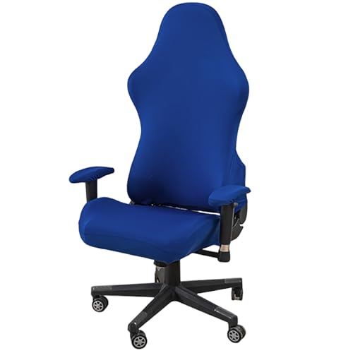DAZSIAZ 4 Stück Stretch-Polyester-Gaming-Stuhlbezüge, Ergonomischer Bürostuhlbezug mit Armlehne, Kratzfester, Wasserdichter, Weicher Universal-Computerstuhlschutz(Blue,One Size) von DAZSIAZ