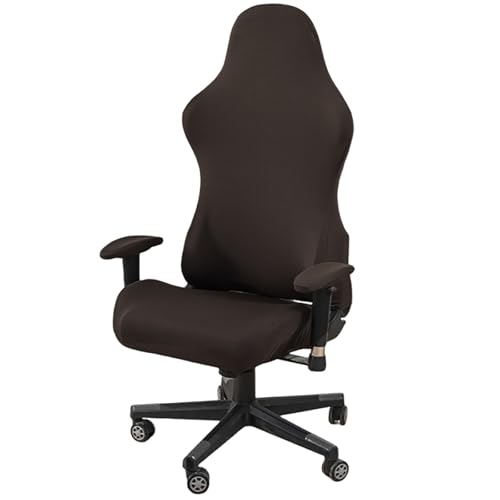 DAZSIAZ 4 Stück Stretch-Polyester-Gaming-Stuhlbezüge, Ergonomischer Bürostuhlbezug mit Armlehne, Kratzfester, Wasserdichter, Weicher Universal-Computerstuhlschutz(Brown,One Size) von DAZSIAZ