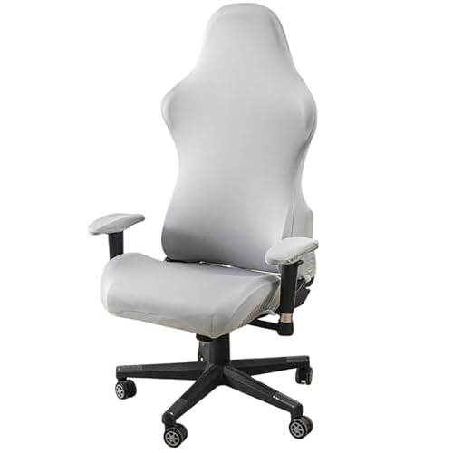 DAZSIAZ 4 Stück Stretch-Polyester-Gaming-Stuhlbezüge, Ergonomischer Bürostuhlbezug mit Armlehne, Kratzfester, Wasserdichter, Weicher Universal-Computerstuhlschutz(Light Gray,One Size) von DAZSIAZ