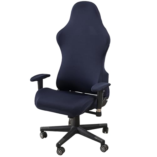 DAZSIAZ 4 Stück Stretch-Polyester-Gaming-Stuhlbezüge, Ergonomischer Bürostuhlbezug mit Armlehne, Kratzfester, Wasserdichter, Weicher Universal-Computerstuhlschutz(Navy Blue,One Size) von DAZSIAZ