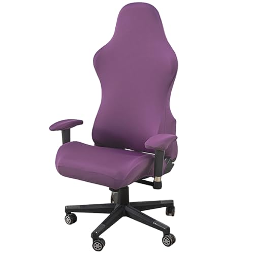 DAZSIAZ 4 Stück Stretch-Polyester-Gaming-Stuhlbezüge, Ergonomischer Bürostuhlbezug mit Armlehne, Kratzfester, Wasserdichter, Weicher Universal-Computerstuhlschutz(Purple,One Size) von DAZSIAZ