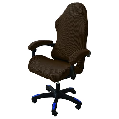 DAZSIAZ Dehnbarer Gaming-Stuhlbezug, Bürostuhlbezug mit Armlehne, Kratzfester Bürostuhlbezug, Rutschfester, Elastischer Drehsesselbezug(Dark Brown,L) von DAZSIAZ