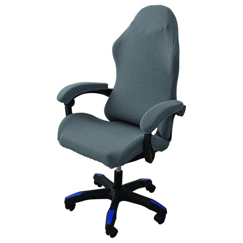 DAZSIAZ Dehnbarer Gaming-Stuhlbezug, Bürostuhlbezug mit Armlehne, Kratzfester Bürostuhlbezug, Rutschfester, Elastischer Drehsesselbezug(Light Gray,L) von DAZSIAZ