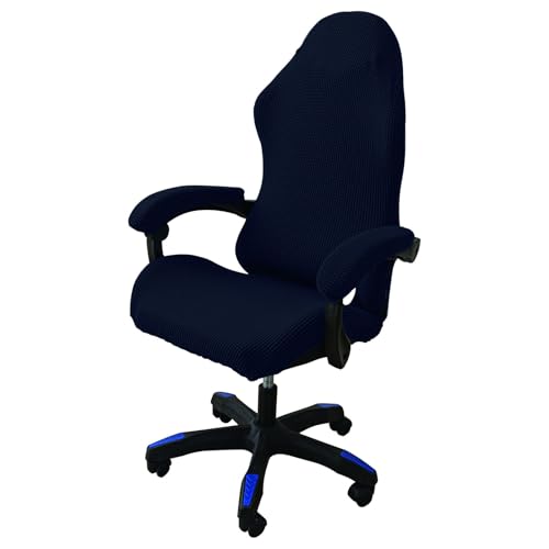 DAZSIAZ Dehnbarer Gaming-Stuhlbezug, Bürostuhlbezug mit Armlehne, Kratzfester Bürostuhlbezug, Rutschfester, Elastischer Drehsesselbezug(Navy Blue,L) von DAZSIAZ