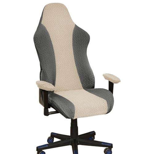DAZSIAZ Elastischer Gaming-Stuhlbezug, Ergonomischer Drehbarer Sesselbezug fürs Büro, Wasserdichter, Weicher, Kratzfester Computer-Schreibtischstuhlbezug mit Reißverschluss(Grey,A) von DAZSIAZ