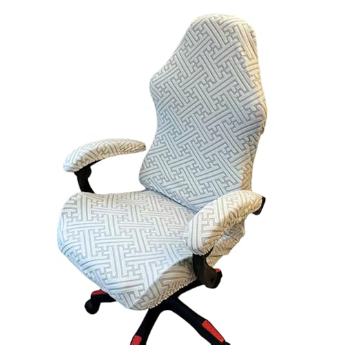 DAZSIAZ Elastischer Gaming-Stuhlbezug aus Polyester, Ergonomischer, Drehbarer Büro-Computer-Sesselbezug, Weicher, Waschbarer und Kratzfester Stuhlbezug(Beige Gray,One Size) von DAZSIAZ