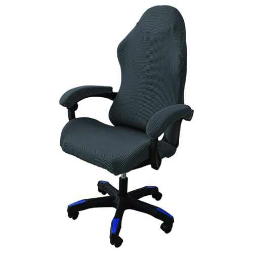 Dehnbarer Gaming-Stuhlbezug, Bürostuhlbezug mit Armlehne, Kratzfester Bürostuhlbezug, Rutschfester, Elastischer Drehsesselbezug(Dark Gray,L) von DAZSIAZ