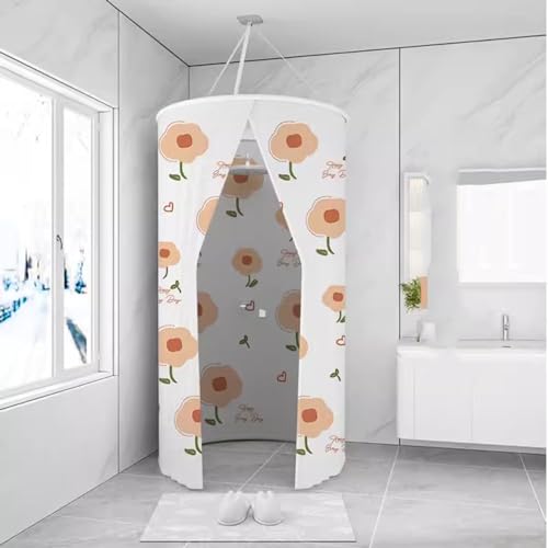 Badezimmer Runden Dusche Vorhang Modern Waschbar Badezimmer Dusche Vorhänge Polyester Textil-wasserdicht Sofortig Toilette Für Strand Camping(Size:80x200cm/31.5x78.7in,Color:C) von DAZULI
