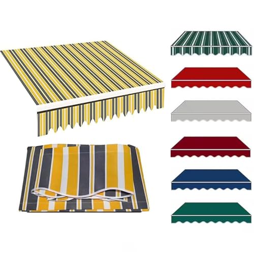 Ersatzstoff Für Einziehbare Terrassenmarkise (nur Stoff) Sonnenschutz-markisenabdeckung Wasserabweisendes Polyestertuch Sonnenschirm-überdachung Für Den Außenberei(Size:12x10ft,Color:Gelbe Streifen) von DAZULI