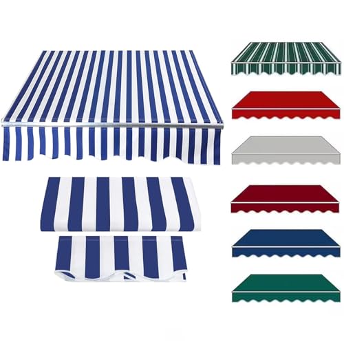 Ersatzstoff Für Einziehbare Terrassenmarkise (nur Stoff) Uv-Schutz Und Wasserabweisendes Gewebe Sonnenschirm Für Den Außenbereich Für Wohn- Und Gewerbeflächen Anpa(Size:13x9ft,Color:Blaue Streifen) von DAZULI