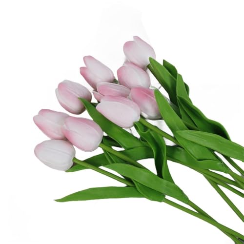 10 Stück Seidentulpen atemberaubende künstliche Blumen für Hochzeit und Heimdekoration, für Wohnzimmer Dekor (33 cm hellrosa) von DAZZLEEX