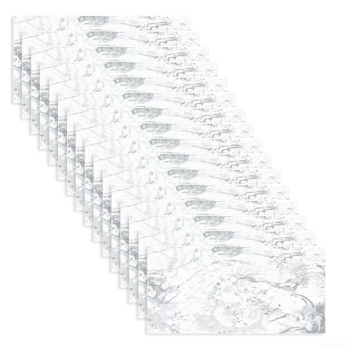 16 Stück Marmor Muster PVC Wandfliesen Selbstküche Badezimmer Dekor Aufkleber Schwarz Weiß Home Wanddekoration Wasserdicht 30 x 15 cm (Weiß) von DAZZLEEX