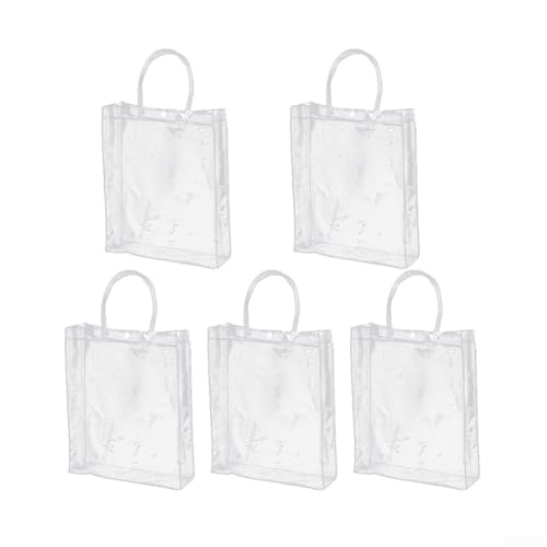5 wiederverwendbare transparente PVC-Tragetaschen mit sicherem Verschluss für Party- und Event-Verpackung (28 x 28 x 10 cm) von DAZZLEEX