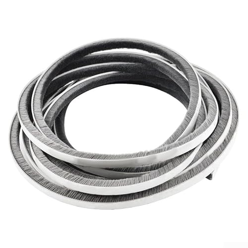 5M Zugluftstopper-Bürstenband, selbstklebende Türdichtung zur Isolierung und Geräuschreduzierung (9 mm x 9 mm grau) von DAZZLEEX