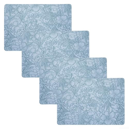 Abwischbares, wendbares Tischset mit eleganten Blumen und hitzebeständiger Lösung für Ihren Tisch (blau) von DAZZLEEX