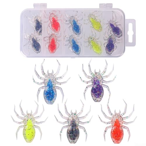 DAZZLEEX 20 lebensechte Spinnenköder, weiche Köder, Spinnenköder, um die Aufmerksamkeit von Fischen zu erregen, zum Angeln auf Zander, Barsch, Barsch von DAZZLEEX