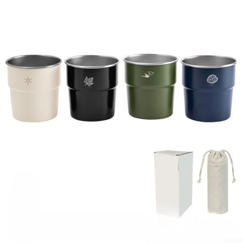 DAZZLEEX 4 Stück 300 ml 304 Edelstahl Step Cup Set Stapeln und Lagerung Schicht für Schicht für Camping Reisen (300 ml vier Farben) von DAZZLEEX