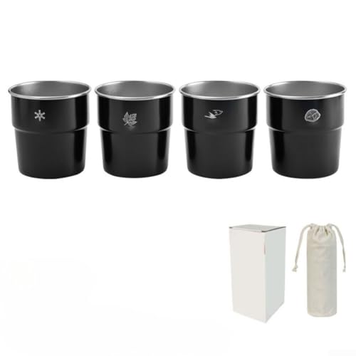 DAZZLEEX 4 Stück 300 ml 304 Edelstahl Stufenbecher-Set Stapel- und Aufbewahrungsschicht für Schicht für Camping Reisen (300 ml schwarz) von DAZZLEEX