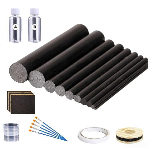 DAZZLEEX Angelruten Reparatur Set mit 32 Stück Keramik Ring Stangen Öse Ersatz Kit, Kohlefaser für verschiedene Angelruten von DAZZLEEX
