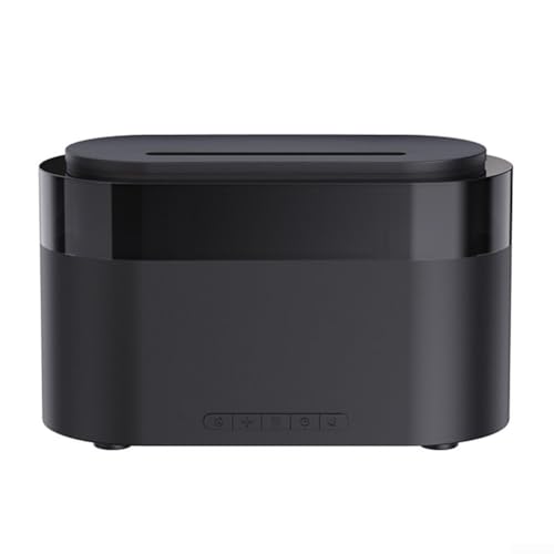 DAZZLEEX Bunte Flamme Luftbefeuchter mit Weckfunktion Aromatherapie Diffusor 150 ml Wassertank Dreistufiger Timer Leiser Betrieb Wassermangel Schutz für Home Office (schwarz) von DAZZLEEX