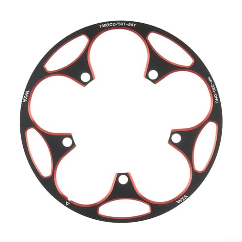DAZZLEEX Cycling Road 130 BCD Kettenschutz Kettenschutz Abdeckung Kurbelplatte Aluminiumlegierung 50T-54T 56T-60T Fahrradkomponente (50T-54T Rot) von DAZZLEEX