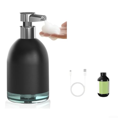 DAZZLEEX Intelligenter Seifenspender, 320 ml, berührungsloser Seifenspender mit fünf verstellbaren Gängen, IPX7, wasserdicht, batteriebetrieben, für Badezimmer, Küche, Büro (schwarz) von DAZZLEEX