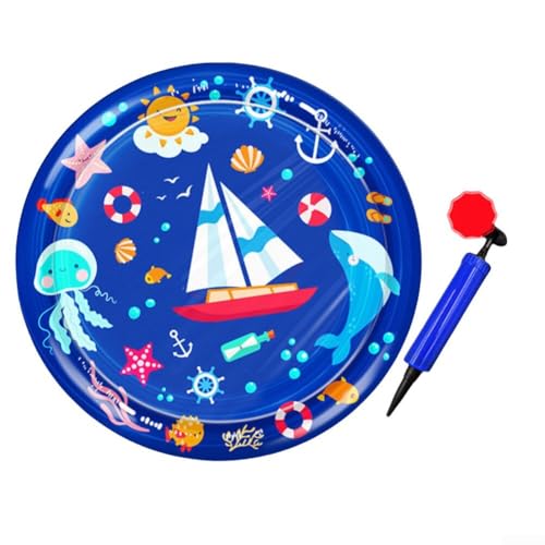 DAZZLEEX Interaktive Wasserspielmatte mit schwimmendem Fisch-Design und aufblasbarer Kühlfunktion für Katzen und Hunde, aus PVC (Hellblau) von DAZZLEEX