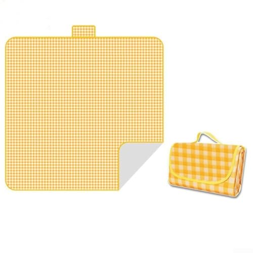 DAZZLEEX Leichte wasserdichte Picknickmatte mit Griff, ideal für Veranstaltungen im Freien und Sportveranstaltungen (gelb) von DAZZLEEX