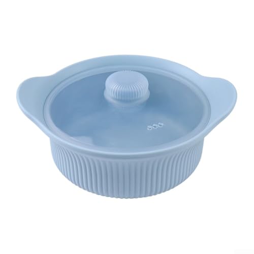 DAZZLEEX Mikrowellen- und Luftfritteusen-kompatibler Silikon-Dampftopf mit Deckel, schließt Nährstoffe und Aromen ein für schnelle und gesunde Zubereitung von Mahlzeiten (blauer großer Kessel) von DAZZLEEX