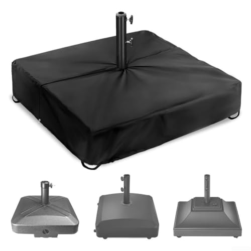 DAZZLEEX Schirmständer-Basisabdeckung 600D wasserdichtes Oxford-Gewebe Terrassenschirm-Abdeckung mit elastischem Seil an der Unterseite (76 x 76 x 13 cm) von DAZZLEEX