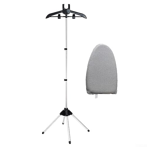 DAZZLEEX Steamer Stand Handheld Garment Steamer Rack Clothes Steamer Holder Folding Teleskop Garment Hanger for Steaming Clothes Vertical for Family,Black with Ironing Gloves von DAZZLEEX