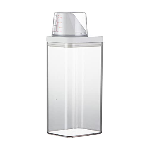 DAZZLEEX Transparente Waschmittel-Aufbewahrungsbox mit Messbecher, Kunststoff-Waschpulverspender, Behälter, 1500 ml von DAZZLEEX