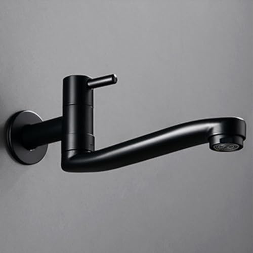DAZZLEEX Verlängerter einzelner Kaltwasserhahn, 360 Grad drehbar, Wandmontage, Küchenspüle, Wasserhahn für Mopp, Pool, Badezimmer, Waschküche (31 cm) von DAZZLEEX