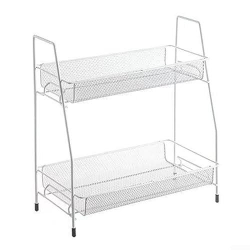 DAZZLEEX Verstellbarer 2-lagiger Roll-Organizer für Küche, effektive Aufbewahrungslösung (S, Weiß) von DAZZLEEX
