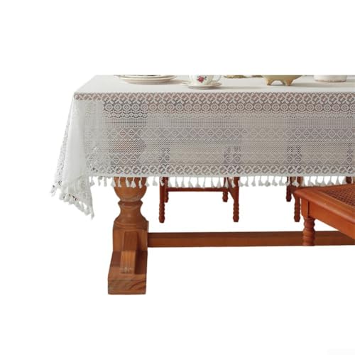 DAZZLEEX Vintage Baumwolle Spitze Tischdecke Rechteck Häkeldeckchen Tischdecke Esszimmer Dekor Home Küche Tischwäsche Mehrere Größen (A140 x 140 cm) von DAZZLEEX