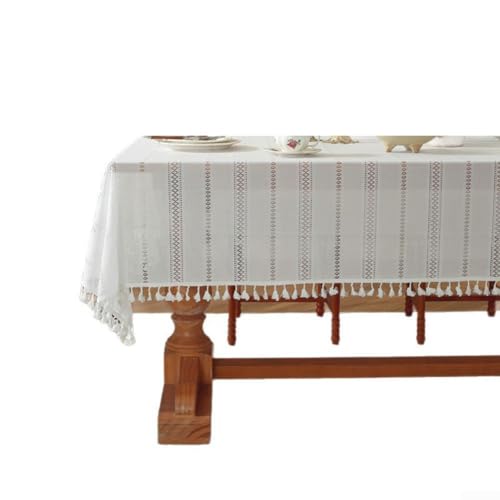 DAZZLEEX Vintage Baumwolle Spitze Tischdecke Rechteck Häkeldeckchen Tischdecke Esszimmer Dekor Home Küche Tischwäsche Mehrere Größen (B140X200CM) von DAZZLEEX