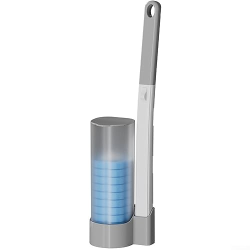 DAZZLEEX Wand-WC-Zauberstab-Set, Einweg-Toilettenbürstenkopf, Einweg-Ersatzbürstenkopf-Set, grau von DAZZLEEX