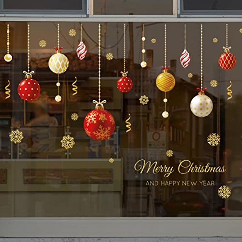 DAZZLEEX Weihnachts Fensteraufkleber, 100 x 70 cm Wandaufkleber, Glasvitrinen-Dekoration, goldener Weihnachtsschmuck, bunte Kugelaufkleber DAZZLEEX Weihnachts Fensteraufkleber, 100 x 70 cm Wandaufkleber, Glasvitrinen-Dekoration, goldener Weihnachtsschmuck, bunte Kugelaufkleber von DAZZLEEX