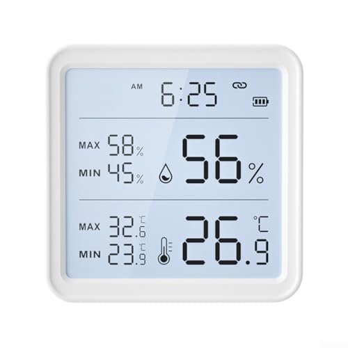 DAZZLEEX WiFi Thermometer Hygrometer Innen Luftfeuchtigkeitssensor mit Bildschirm Display für Tuya App Fernüberwachung für Alexa und für Assistent DAZZLEEX WiFi Thermometer Hygrometer Innen Luftfeuchtigkeitssensor mit Bildschirm Display für Tuya App Fernüberwachung für Alexa und für Assistent von DAZZLEEX