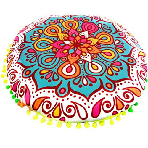 DAZZLEEX 2 Stück 43 cm rundes Muster Kissenbezug böhmisch bedruckter Kissenbezug Bodenkissen Kissenbezug (Kissen Nicht im Lieferumfang enthalten) von DAZZLEEX