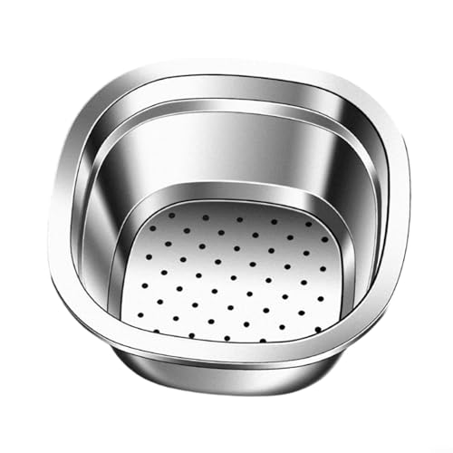 Doppelschichtiger Abflusskorb aus Edelstahl für schnelles Waschen von Obst und Gemüse, perfektes Küchenwerkzeug (Abfluss) von DAZZLEEX