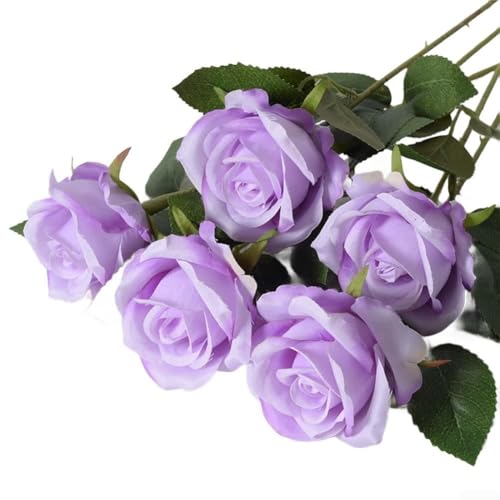 Echt aussehende künstliche Rosen für Hochzeiten und Heimdekoration, für Blumensträuße und Wanddekorationen (lila) von DAZZLEEX