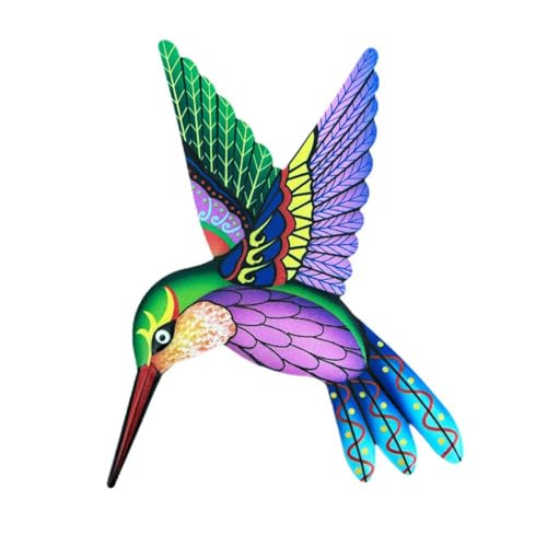Eisen Kolibri Wanddekoration für Garten, Terrasse oder Veranda, rostbeständige Metallkunst, geeignet für verschiedene Außenbereiche (lila) von DAZZLEEX
