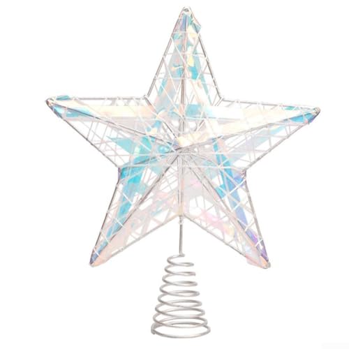 Eleganter Eisenstern für Weihnachtsbaumspitze mit fünf Punkten, um die festliche und saisonale Dekoration zu verschönern (weiß) von DAZZLEEX