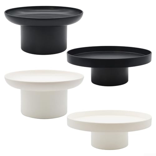 Elegantes rundes Tablett zum Servieren von Snacks und Getränken, perfekte Ergänzung für Ihre Küche oder Ihren Essbereich (schwarz L) von DAZZLEEX