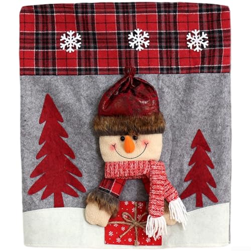 Festliche Plüsch-Stuhlhussen für Esszimmerstühle mit Weihnachtsmann, Schneemann, Elch, Thema, Schonbezüge, Urlaubsdekoration (Schneemann) von DAZZLEEX
